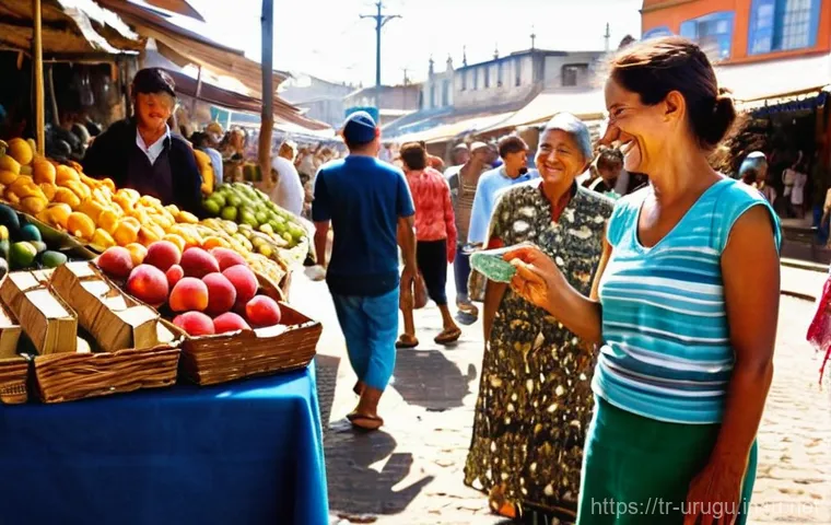 우루과이 화폐와 환율 - **Prompt: Secure ATM Usage in a Modern Uruguayan Setting**
    A medium shot of a young adult (early...